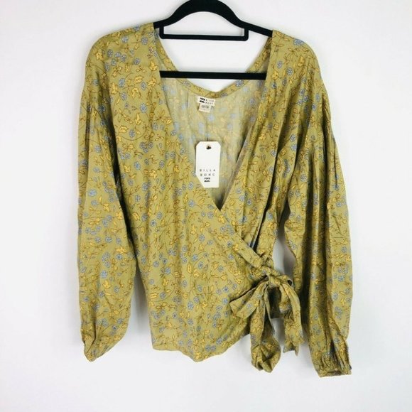 Billabong BNWT My Oasis Wrap Top Women's Size 12 Long Bell Sleeves RRP $90 - Picture 6 of 12